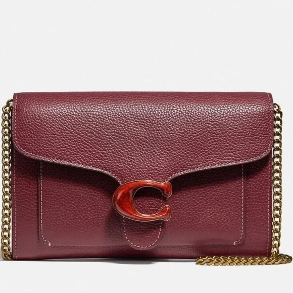 COACH Tabby Chain Clutch Wine / Brass NWT